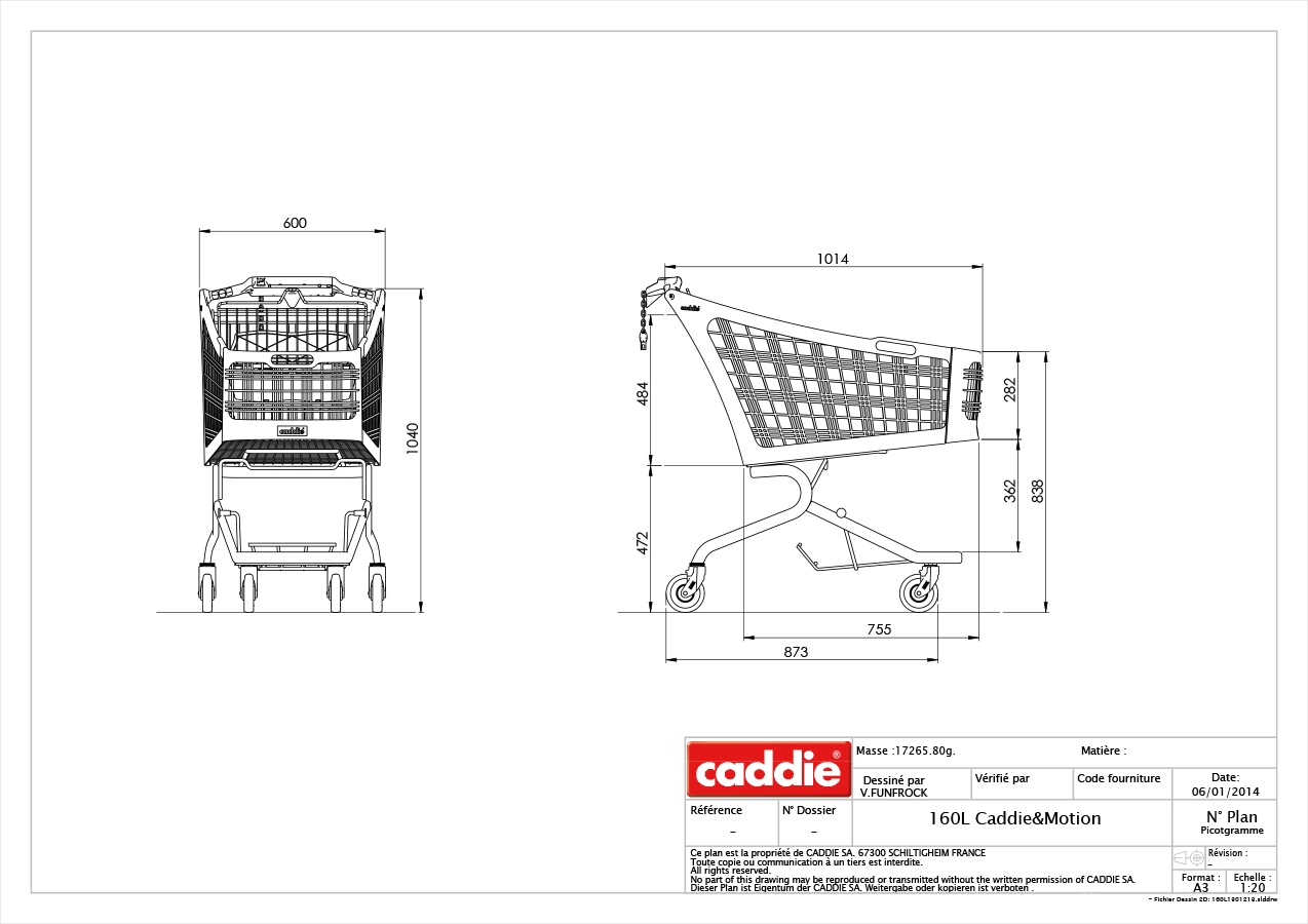 Plan 1:20 du Caddie&Motion 160L